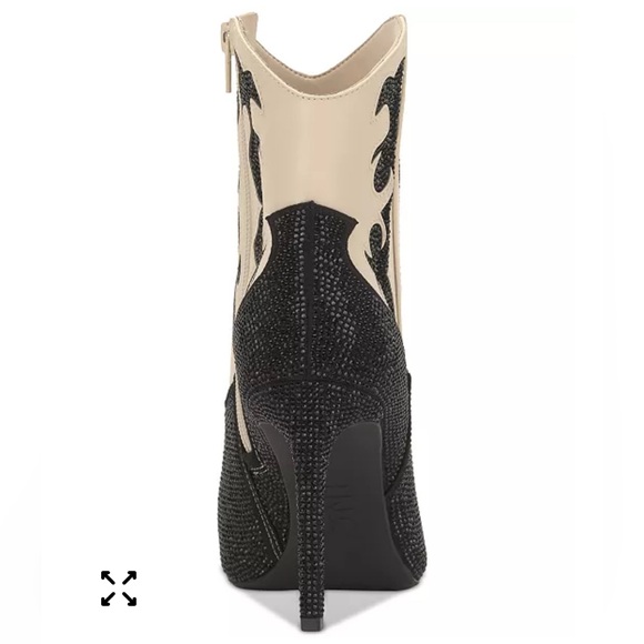 INC International Concepts Black and Cream Heeled Boots - Picture 3 of 12